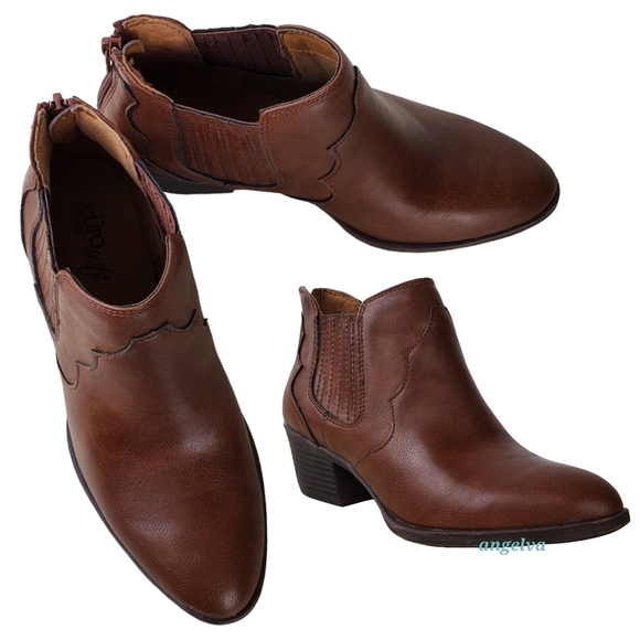 Keleimusi Women's Western Cowgirl Ankle Boots - Chunky Heel, Steel Toe, Back Zipper, Fisherman Style Booties